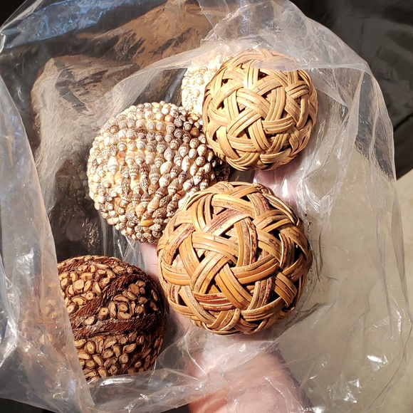 Decorative Balls Natural Set of 5 - Picture 2 of 8